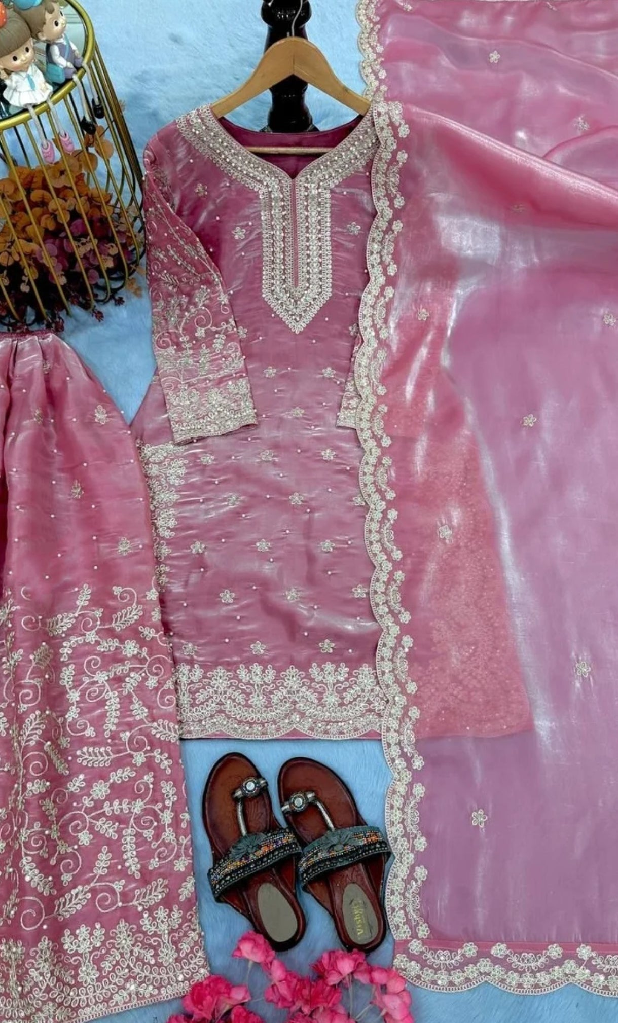 Premium Pink Embroidered Kurti Set with Dupatta | Party Wear Ethnic Suit for Women