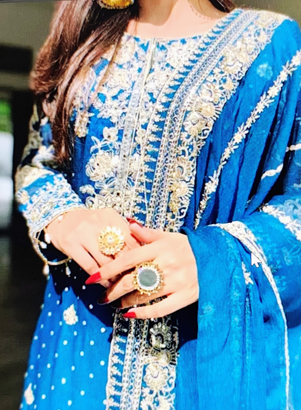 Royal Blue Embroidered Ethnic Kurti Set with Elegant Handwork